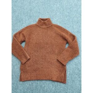 Abercrombie & Fitch Sweater Womens Small Brown Mock Neck Fuzzy Tunic Pullover